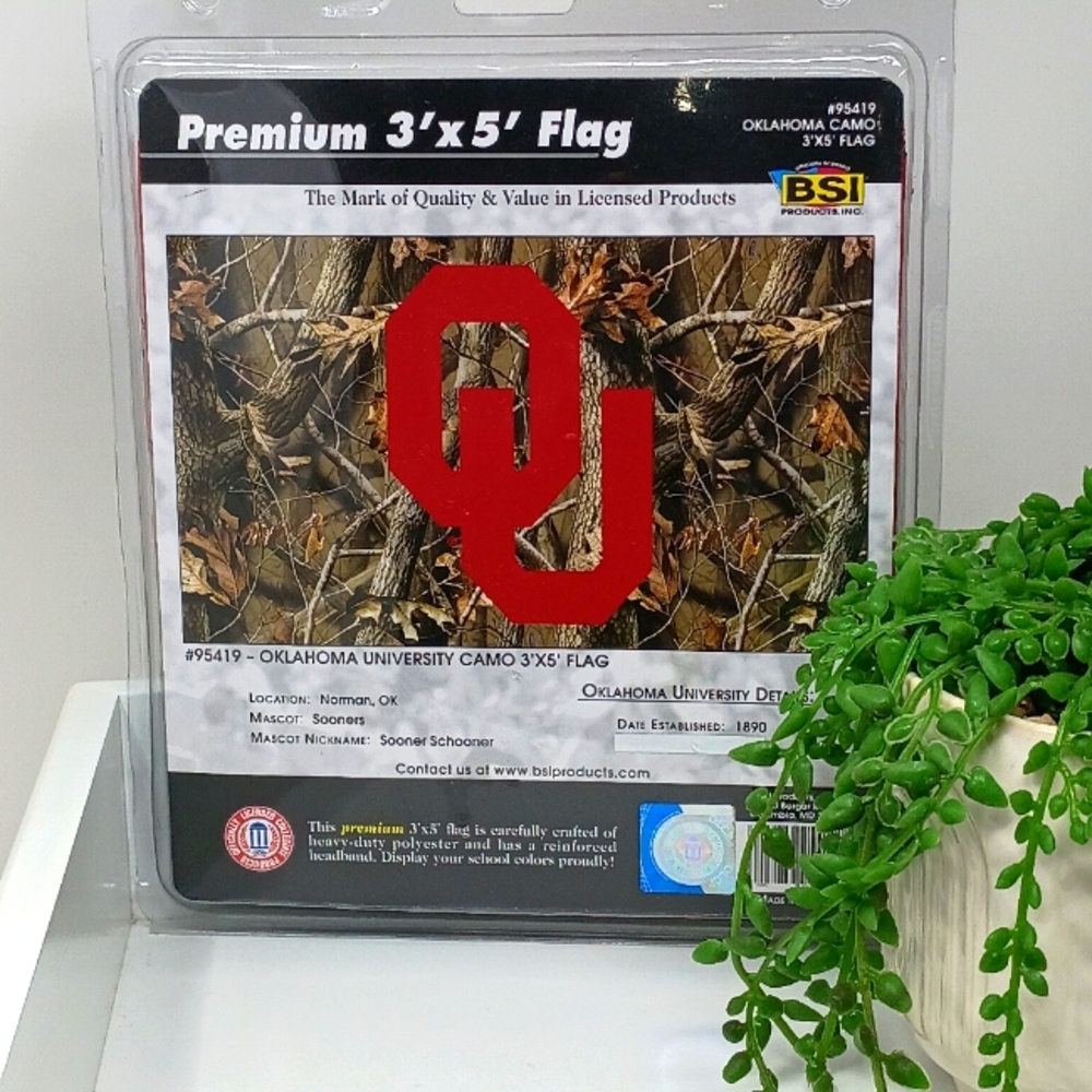 Premium 3'x5' Oklahoma University Camo Flag